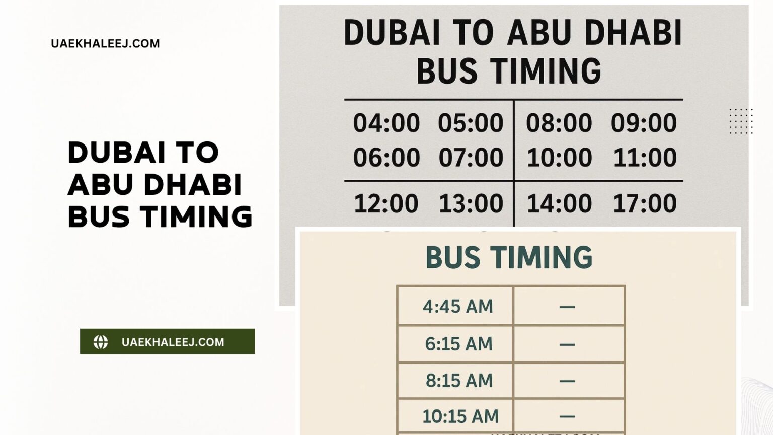 Dubai to Abu Dhabi Bus Timings