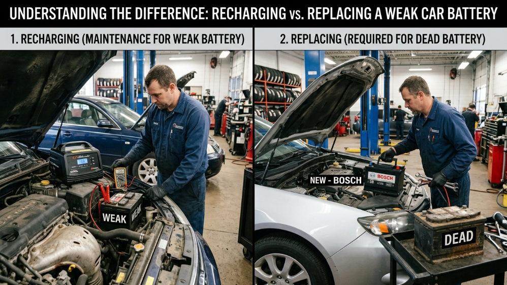 A Complete Difference Between Recharging & Replacing a Weak Car Battery